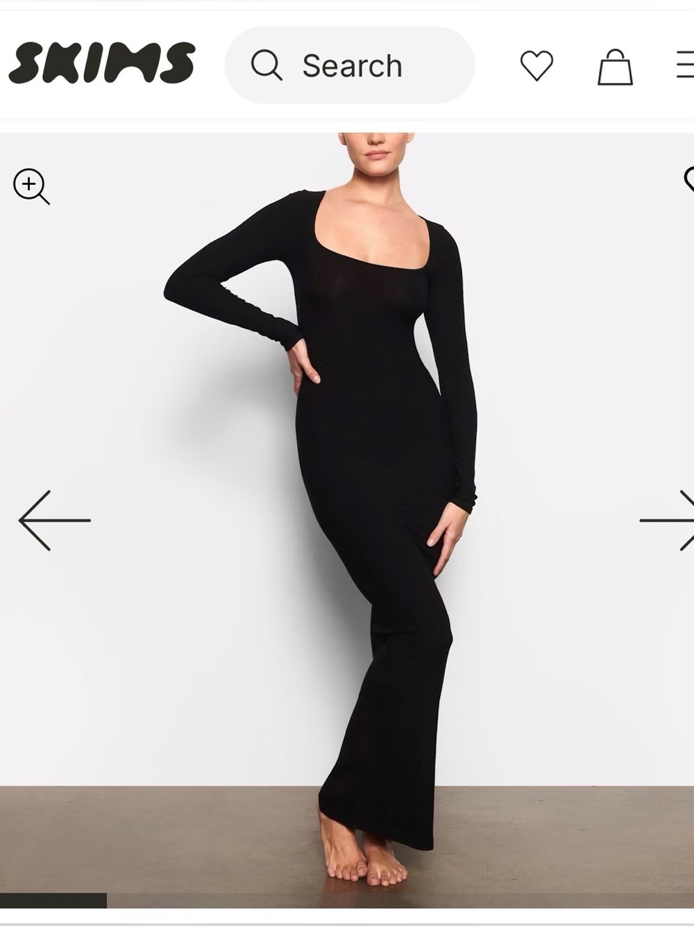 SKIMS Soft Lounge Long Sleeve Maxi Dress | Black | Size M